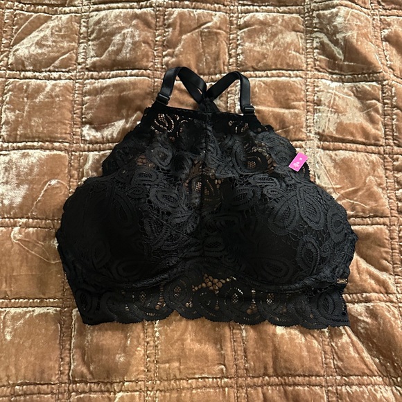 Victorias Secret PINK Black Lace PUSH UP Bralette SIZE M NWT - Picture 1 of 8